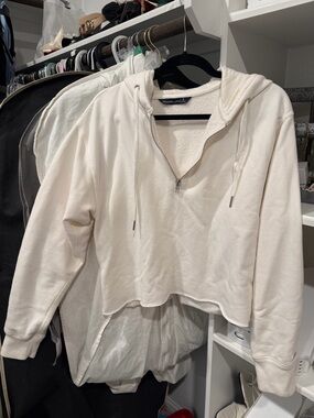 Abercrombie & Fitch Women's Cropped Half-Zip Hoodie Sweater